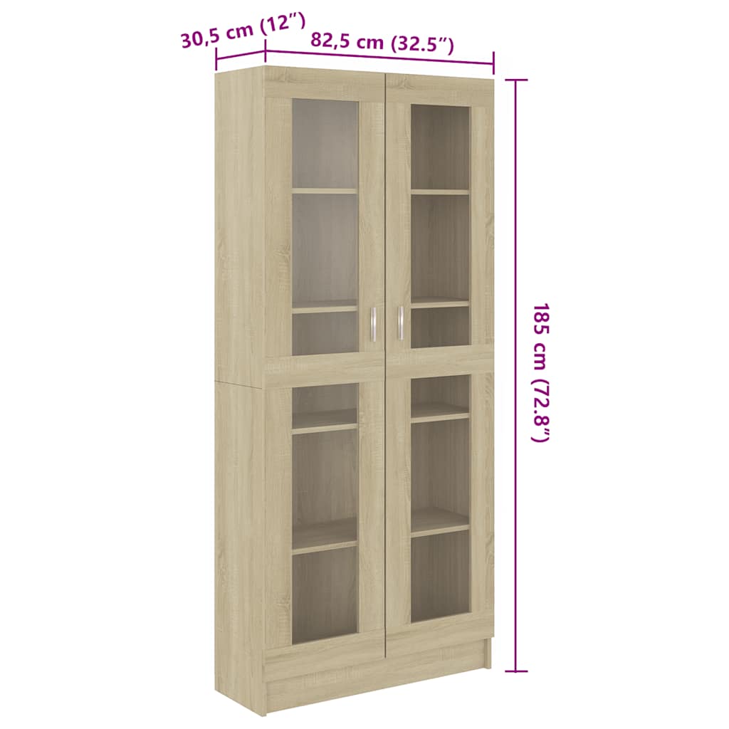 Vitrine Cabinet Sonoma Oak 82.5x30.5x185 cm Engineered Wood